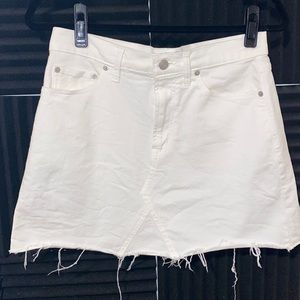 Gap White Mini Skirt Distressed Hem